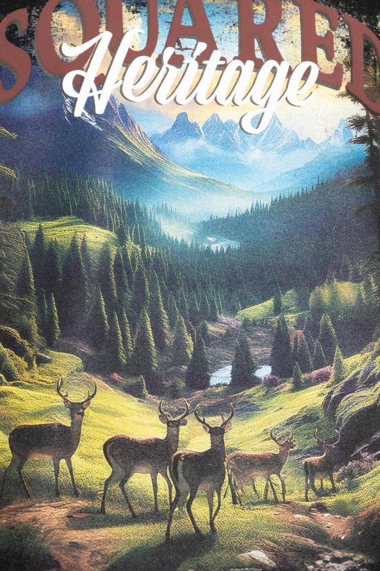  디스퀘어드2 반팔 티셔츠 Dsquared2 프린트 티셔츠 블랙 - DSQUARED2