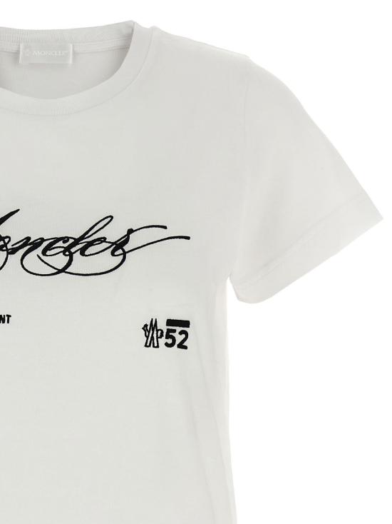  몽클레어 반팔 티셔츠 자수 티셔츠 화이트 - MONCLER