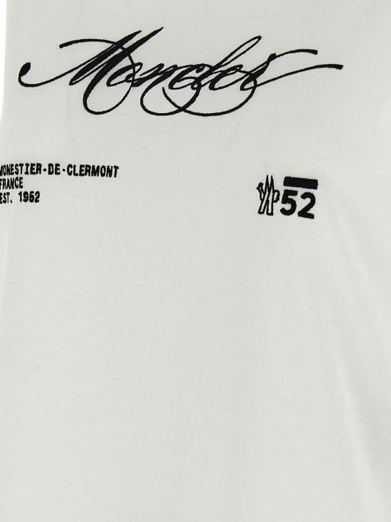  몽클레어 반팔 티셔츠 자수 티셔츠 화이트 - MONCLER