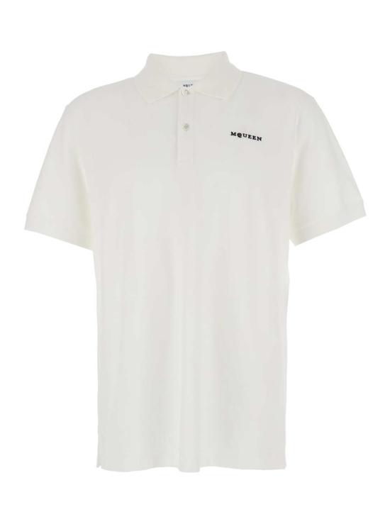  알렉산더 맥퀸 폴로 티셔츠 로고 자수 폴로 셔츠 화이트