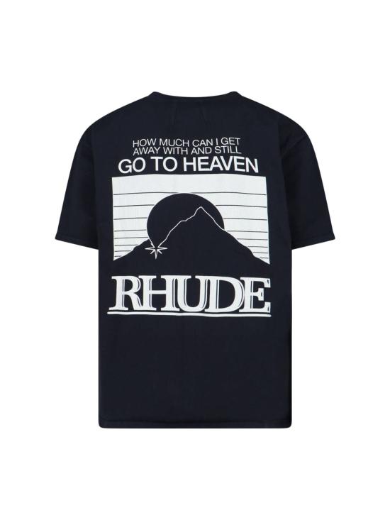  루드 탑 Rhude 산과 태양 그래픽 반팔 크루넥 티셔츠 블랙 - RHUDE