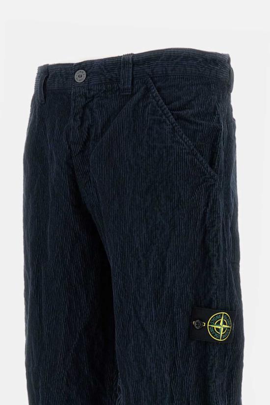  스톤 아일랜드 스트레이트 팬츠 벨벳 팬츠 블루 - STONE ISLAND