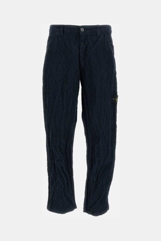  스톤 아일랜드 스트레이트 팬츠 벨벳 팬츠 블루