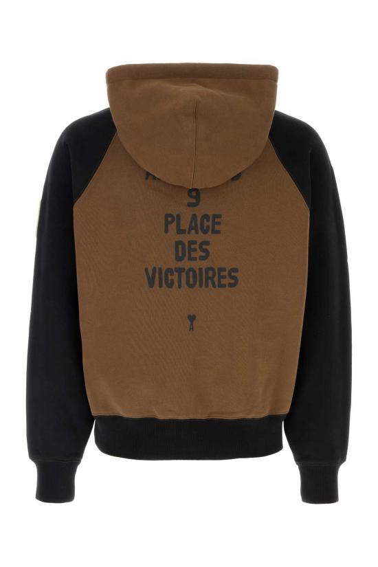  아미 긴팔 티셔츠 알렉상드르 마티우시 브라운 코튼 스웨트셔츠 헤이즐넛 블랙 - AMI