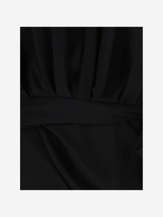  발렌시아가 미디 원피스 드레이프 실크 드레스 블랙 - BALENCIAGA