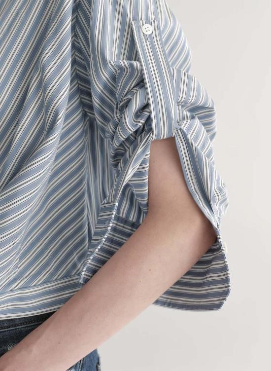  에이엘씨 블라우스 A.L.C. 레오 탑 화이트/스틸 블루 - A.L.C.