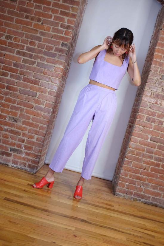  루주타 셰스 민소매 티셔츠 베이직 탑 라일락 - RUJUTA SHETH