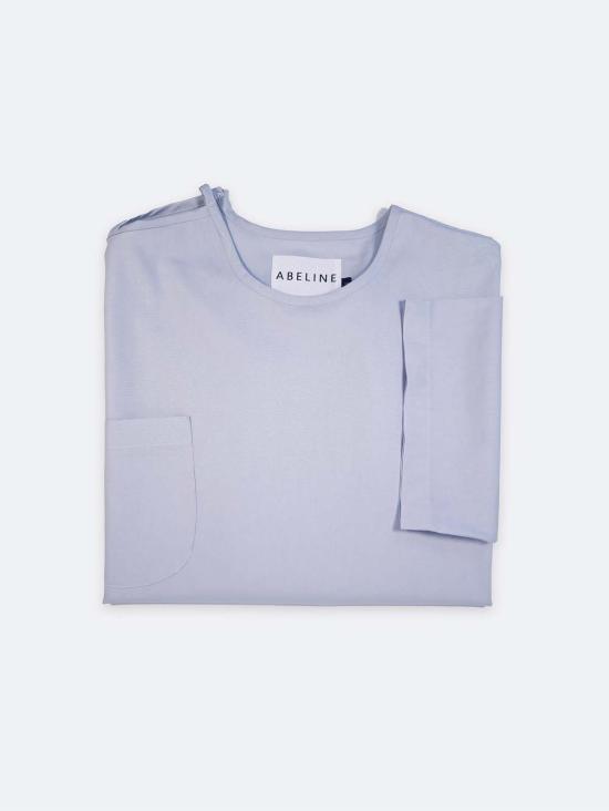  A B E L I N E 반팔 티셔츠 우븐 코튼 오버사이즈 곡선형 밑단 티셔츠 - OTHER BRANDS