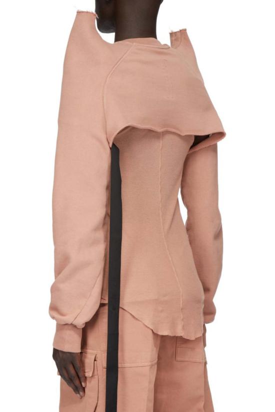  릭 오웬스 긴팔 티셔츠 크롭 테크스웨트 핑크 - RICK OWENS
