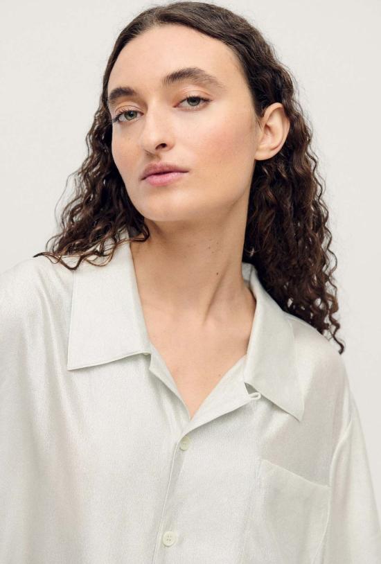  실크 런드리 셔츠 실크 세탁 캠프 셔츠 실버 포일 - SILK LAUNDRY