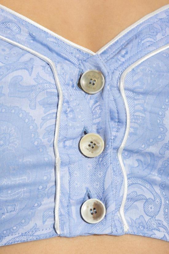  에트로 민소매 티셔츠 프린트 숏 스트랩 탑 클리어 블루 - ETRO