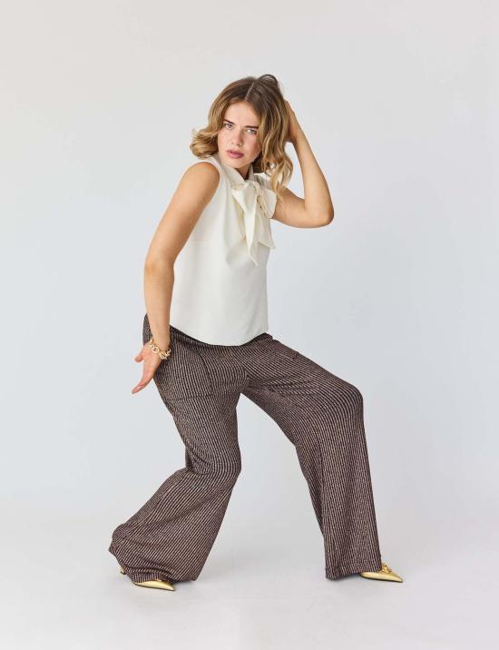  Lindsay Nicholas New York 스트레이트 팬츠 린지 니콜라스 뉴욕 디스코 글리터 팬츠 브론즈 - OTHER BRANDS