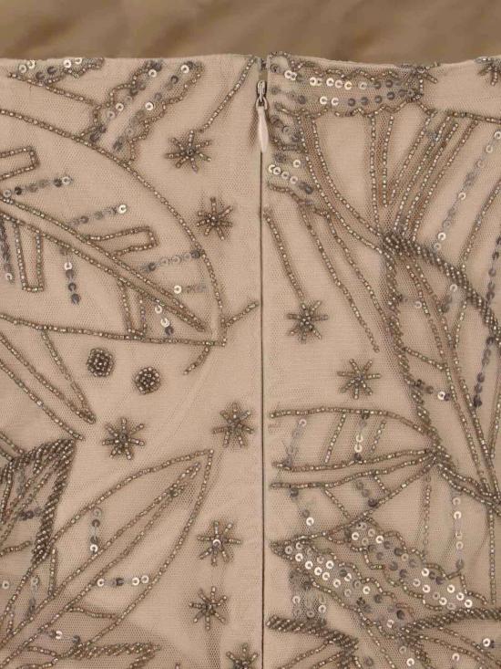  랄프 로렌 롱 원피스 비즈 장식 메시 드레스 (브라운) - RALPH LAUREN