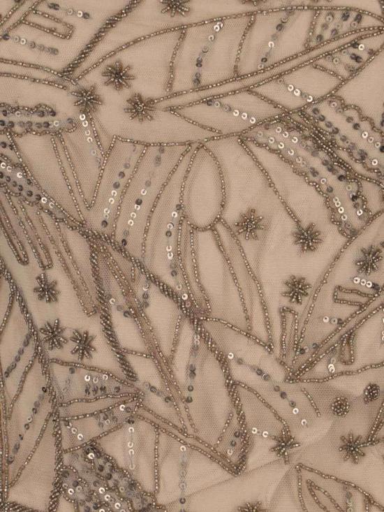  랄프 로렌 롱 원피스 비즈 장식 메시 드레스 (브라운) - RALPH LAUREN