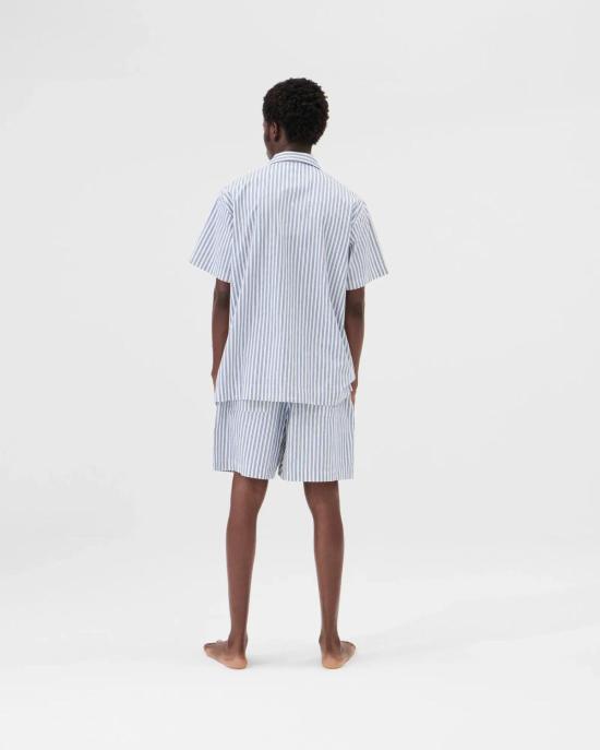  테클라 라운지 웨어 Tekla 코튼 포플린 파자마 반바지 Skagen 스트라이프 - TEKLA