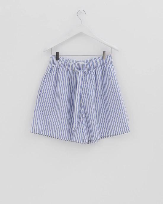  테클라 라운지 웨어 Tekla 코튼 포플린 파자마 반바지 Skagen 스트라이프 - TEKLA