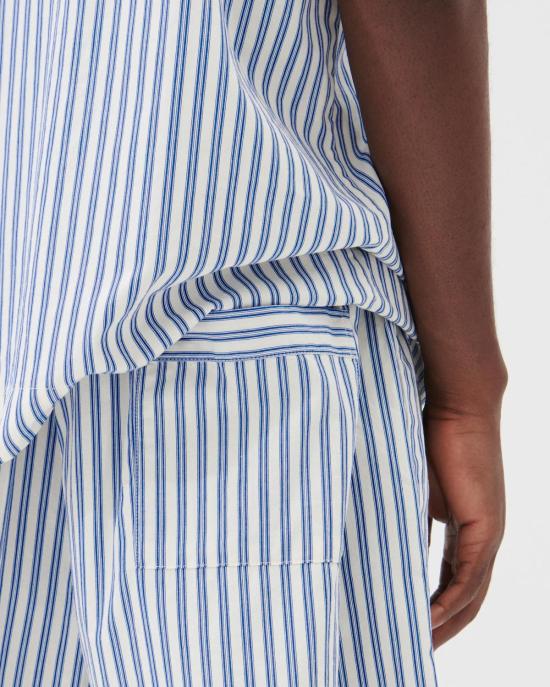  테클라 라운지 웨어 Tekla 코튼 포플린 파자마 반바지 Skagen 스트라이프 - TEKLA