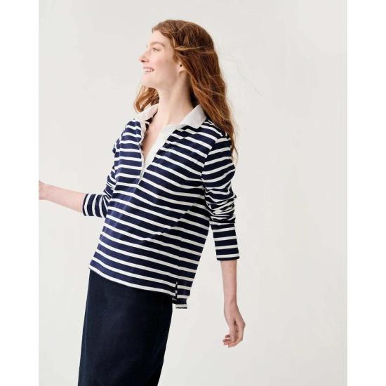  매쉬번 긴팔 티셔츠 프래니 럭비 폴로 네이비/화이트 헤비 저지 - MASHBURN