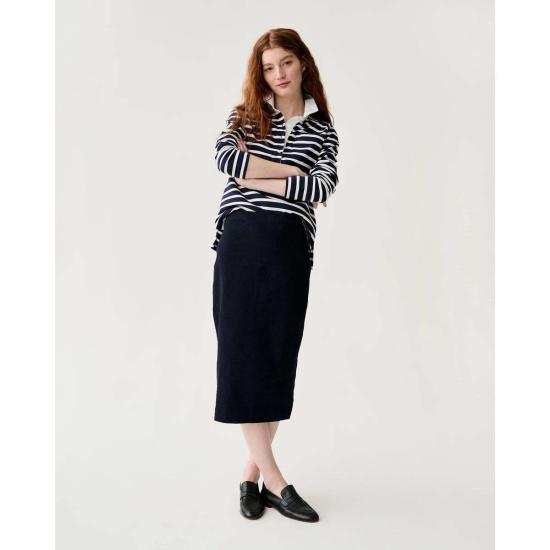  매쉬번 긴팔 티셔츠 프래니 럭비 폴로 네이비/화이트 헤비 저지 - MASHBURN