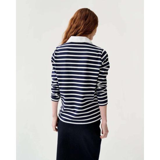  매쉬번 긴팔 티셔츠 프래니 럭비 폴로 네이비/화이트 헤비 저지 - MASHBURN