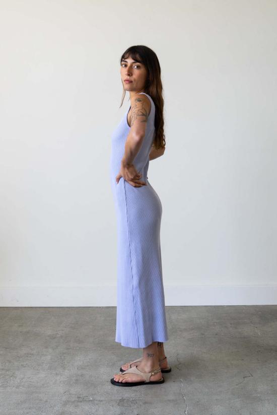  왈츠 롱 원피스 골지 니트 U넥 드레스 - WALTZ