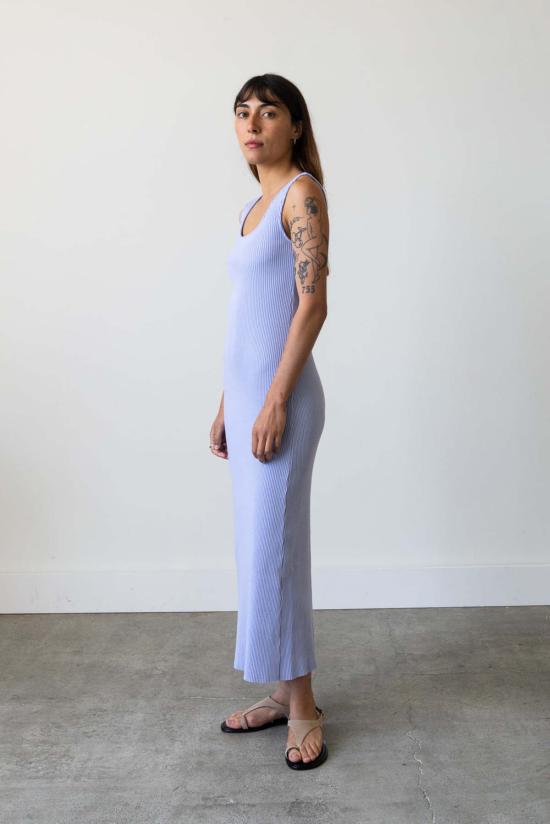  왈츠 롱 원피스 골지 니트 U넥 드레스 - WALTZ