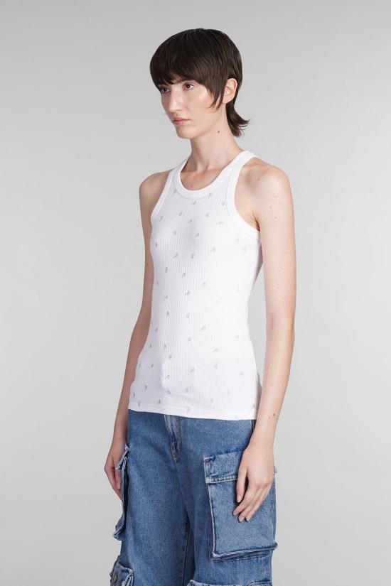  디 아티코 민소매 티셔츠 아티코 탱크탑 화이트/크리스탈 - THE ATTICO