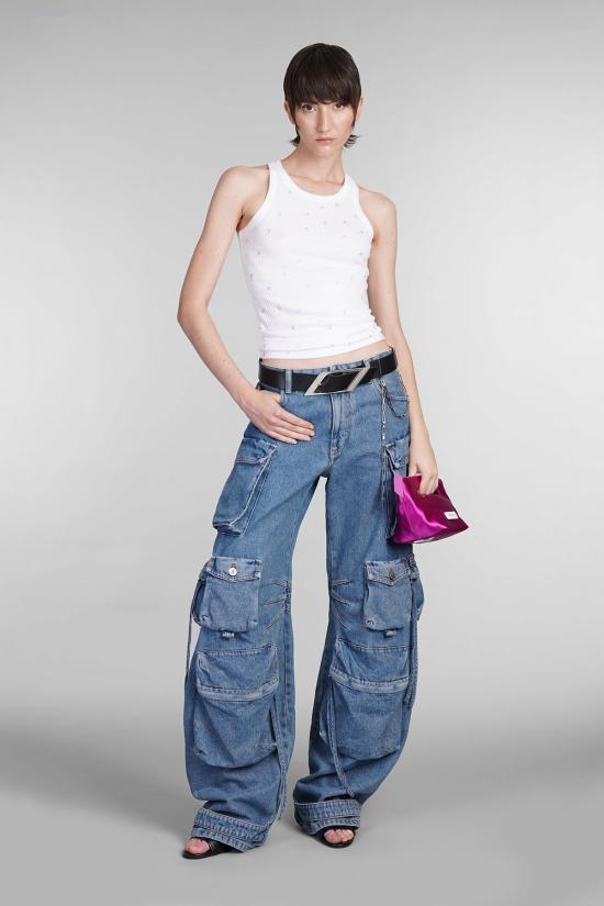  디 아티코 민소매 티셔츠 아티코 탱크탑 화이트/크리스탈 - THE ATTICO