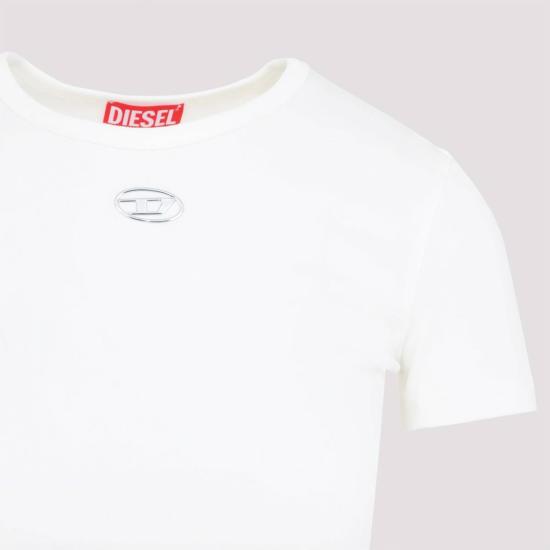  디젤 반팔 티셔츠 T 엘레 롱 오드 티셔츠 오프 화이트 - DIESEL