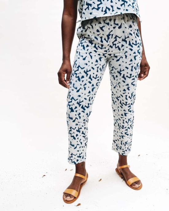  PO-EM 스트레이트 팬츠 포엠 이지 라운저  인디고 플로럴 블록 프린트 - OTHER BRANDS