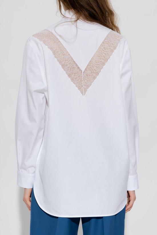  버버리 셔츠 레이스 장식 셔츠 (화이트) - BURBERRY