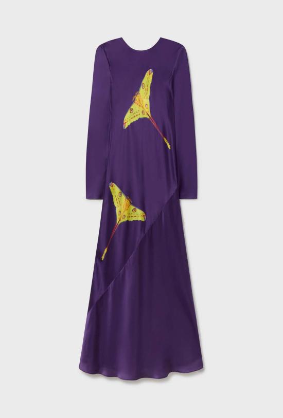  실크 런드리 롱 원피스 실크 세탁 풀 슬리브 바이어스 드레스 공생 - SILK LAUNDRY