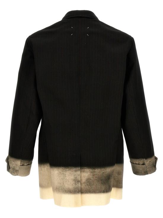  마르지엘라 수트 자켓 Maison Margiela 핀스트라이프 트롱프 로에유 블레이저 블랙 - MAISON MARGIELA