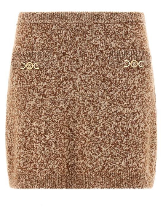  베르사체 미디 스커트 물린  스파이스브라운아이보리