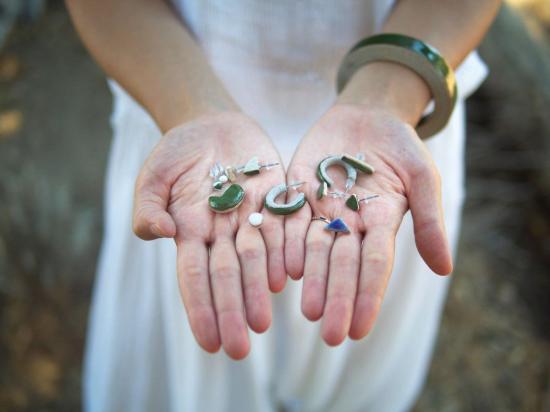  주주메이드 이어링 사각 귀걸이 화이트 - JUJUMADE