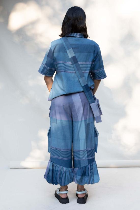  Abacaxi 데님 셔츠 아바카시 크롭 핸드룸 캠프 셔츠 - ABACAXI