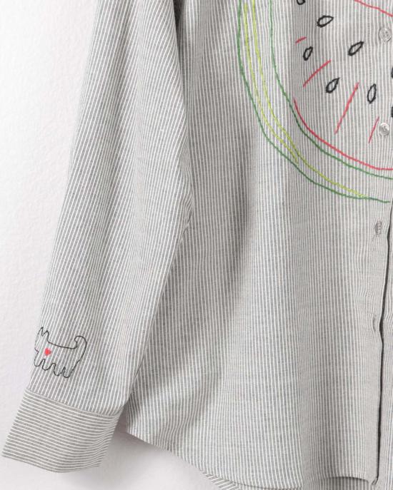  Cats with a Heart 셔츠 마음을 가진 고양이들 카르멘 산디아 트로피컬 셔츠 블루/화이트 스트라이프 - OTHER BRANDS