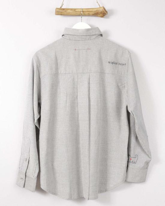  Cats with a Heart 셔츠 마음을 가진 고양이들 카르멘 산디아 트로피컬 셔츠 블루/화이트 스트라이프 - OTHER BRANDS