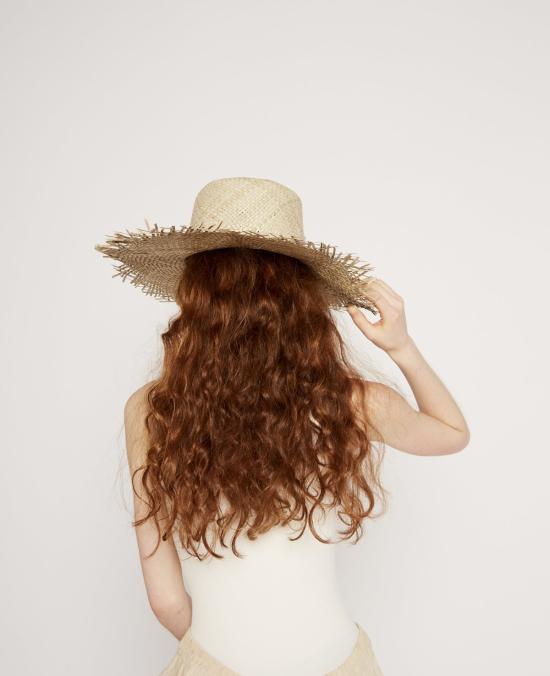  브룩스 보스웰 모자 프린지 스트로 햇 내추럴 - BROOKES BOSWELL
