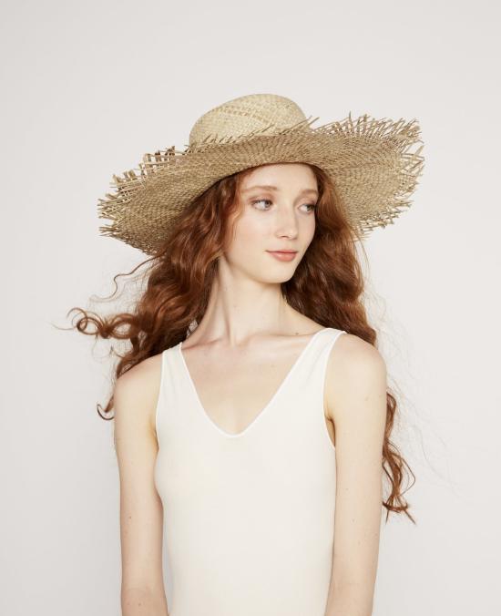  브룩스 보스웰 모자 프린지 스트로 햇 내추럴