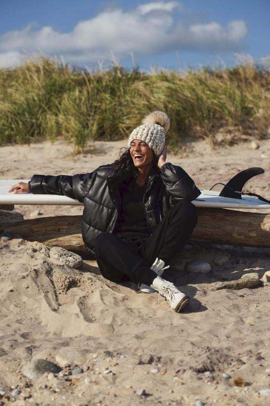  미샤램퍼트 모자 미샤 램퍼트 화이트/마블 비니 폼스터 + 골드 스파클 + 라쿤 Xl 폼 - MISCHA LAMPERT