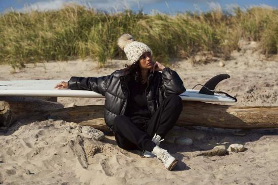  미샤램퍼트 모자 미샤 램퍼트 화이트/마블 비니 폼스터 + 골드 스파클 + 라쿤 Xl 폼 - MISCHA LAMPERT