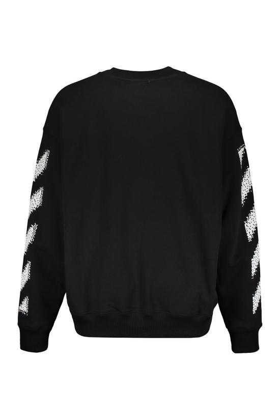  오프화이트 긴팔 티셔츠 모던 블랙 스웨트셔츠 (화이트 스트라이프 포함) - OFF WHITE