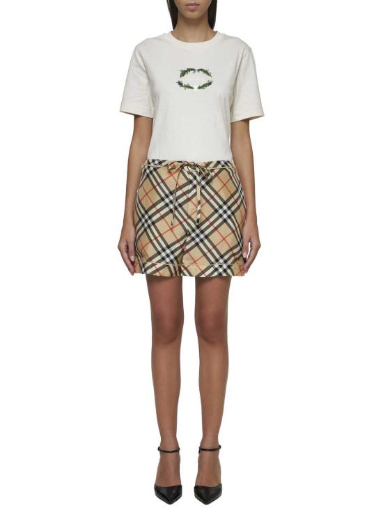  버버리 숏팬츠 프린트 실크 쇼츠 샌디체크 - BURBERRY