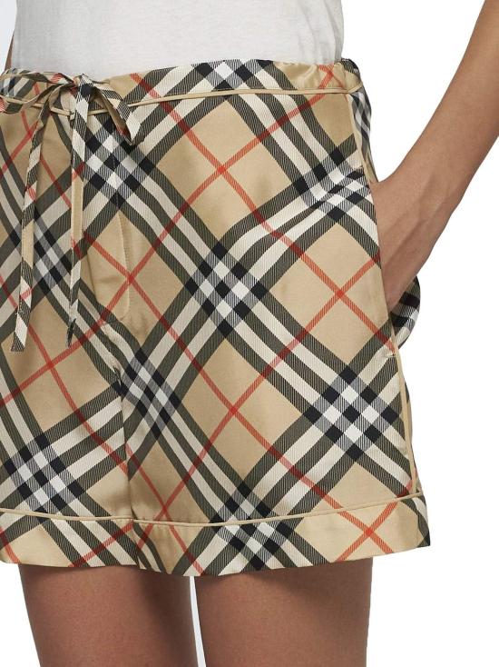  버버리 숏팬츠 프린트 실크 쇼츠 샌디체크 - BURBERRY