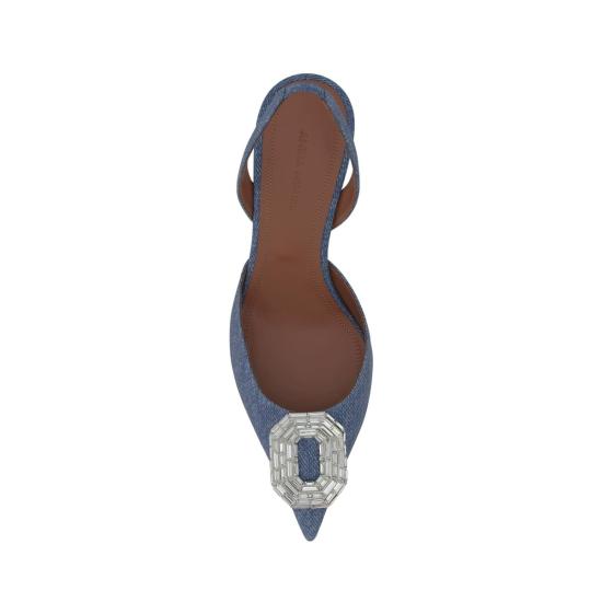  아미나 무아디 힐/펌프스 카멜리아 슬링 60 프린트 데님 펌프스 블루 - AMINA MUADDI