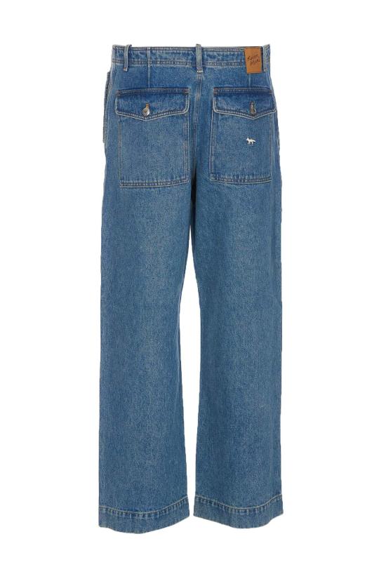  메종키츠네 데님 팬츠 메종 키츠네 워크웨어  진 클리어 블루 - MAISON KITSUNE