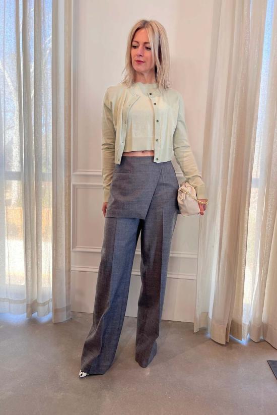  더 가먼트 스트레이트 팬츠 가먼트 파인 스커트  그레이 멜란지