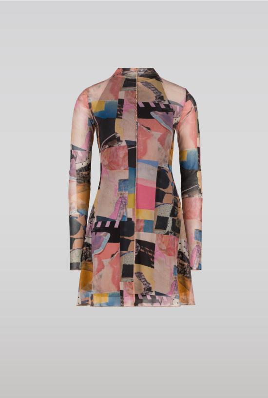  샘디 블라우스 콜라주 메시 드레스