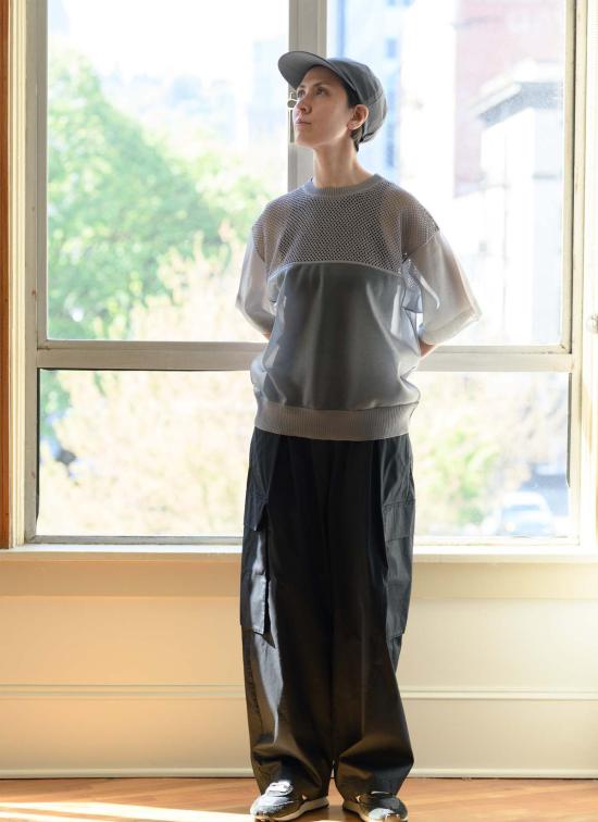  F/CE 반팔 티셔츠 F/Ce 시스루 및 메시 니트 탑 그레이 - OTHER BRANDS